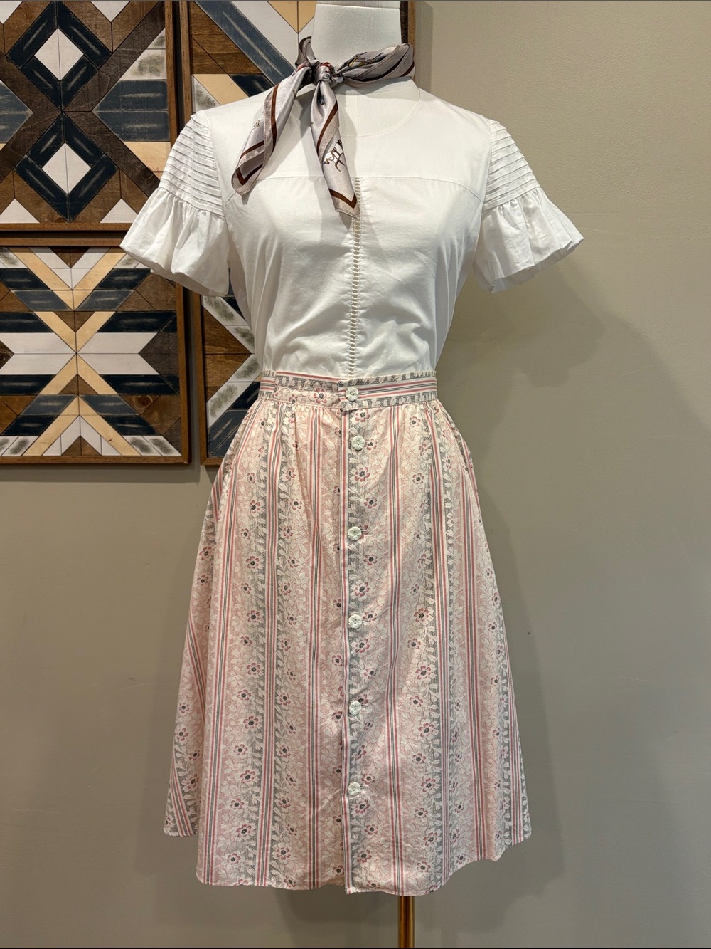 Vintage Ralph Lauren Blue Label Floral Cottagecore Button Front Skirt size 10